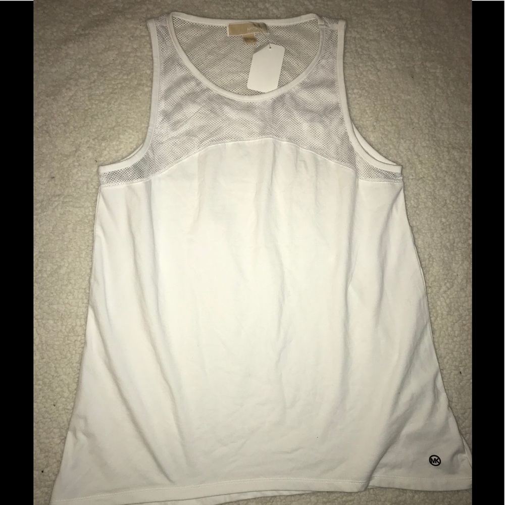 Michael Kors NWT white mesh Tank Sz large